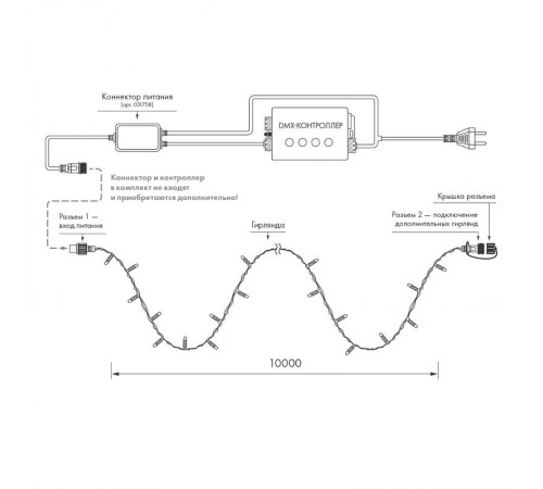 Светодиодная гирлянда ARD-STRING-PRO-10000-WHITE-100LED-MILK-LIVE RGB-DMX (24V, 10W) (Ardecoled, IP65)  031756  Arlight