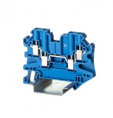 Клемма проходная, винтовой зажим, 4 точки подключения, 4 кв.мм, синяя  TUR-4-QUATTRO-BU  DKC