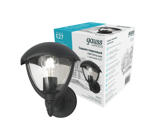 Светильник садово-парковый Aura на стену вверх 188*210*238mm, 170-240V / 50Hz, 1xE27, Max.60W, IP54  GD027  Gauss