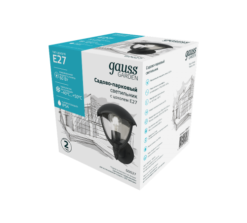 Светильник садово-парковый Aura на стену вверх 188*210*238mm, 170-240V / 50Hz, 1xE27, Max.60W, IP54  GD027  Gauss