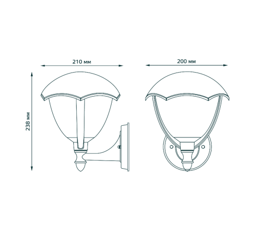 Светильник садово-парковый Aura на стену вверх 188*210*238mm, 170-240V / 50Hz, 1xE27, Max.60W, IP54  GD027  Gauss