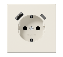 Розетка SCHUKO® с USB-зарядным устройством, тип A + тип С; термопласт; слоновая кость LS1520-15CA Jung
