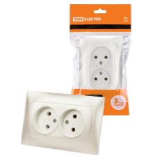 Розетка двойная 2П 10А 250В  перламутр "Лама"  SQ1815-0824  TDM