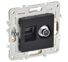 SKANDY Розетка двойная TV+RJ45 кат.5E SK-A14Bl черный  SK-AK20-1-K02  IEK