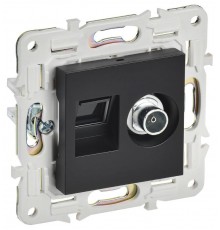 SKANDY Розетка двойная TV+RJ45 кат.5E SK-A14Bl черный  SK-AK20-1-K02  IEK