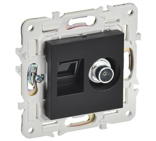 SKANDY Розетка двойная TV+RJ45 кат.5E SK-A14Bl черный  SK-AK20-1-K02  IEK