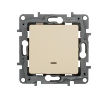 Etika Слоновая кость Выключатель 1-клавишный с подсветкой, 10А, винтовые клеммы  672303  Legrand