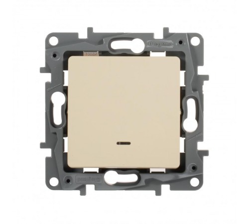 Etika Слоновая кость Выключатель 1-клавишный с подсветкой, 10А, винтовые клеммы  672303  Legrand