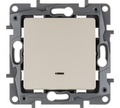 Etika Слоновая кость Выключатель 1-клавишный с подсветкой, 10А, винтовые клеммы  672303  Legrand