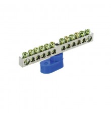 Шина "N" нулевая 6х9мм 12/1 (12 групп/крепеж по центру) с одним угловым изолятором (10 шт/уп)  PR08.28910  Промрукав