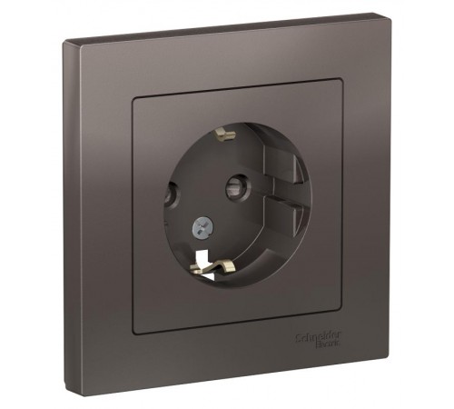 AtlasDesign Мокко Розетка с заземлением со шторками, 16А, (в сборе с рамкой)  ATN000644  SE