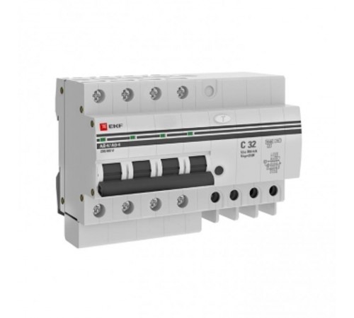 Выключатель автоматический дифференциального тока АД-4 32А/300мА (характеристика C, АС, электронный, защита 270В) 4,5кА PROxima  DA4-32-300-pro  EKF