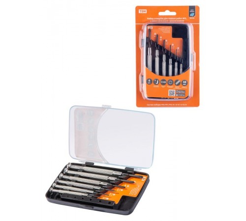 Набор отверток для точных работ №3, с намагниченным наконечником, 6 предметов "Алмаз"  SQ1013-0303  TDM