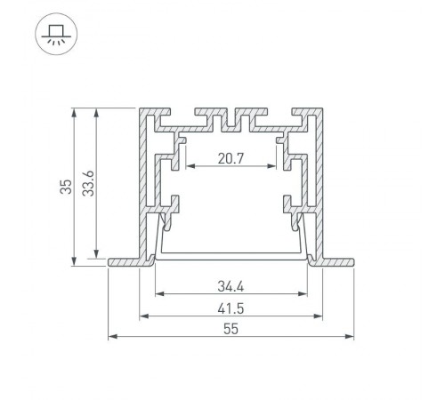 Профиль с экраном S2-LINIA55-F-2500 ANOD+OPAL  021176  Arlight