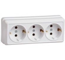 ОКТАВА белый Розетка 3-местная О/У с/з 16А РС23-3-ОБ  ERO31-K01-16-DC  GENERICA