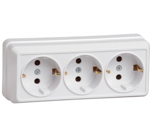 ОКТАВА белый Розетка 3-местная О/У с/з 16А РС23-3-ОБ  ERO31-K01-16-DC  GENERICA