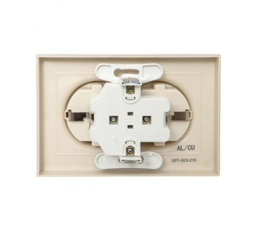 Механизм розетки двойной, 16А, с заземлением, без шторок, с рамкой, кремовый Эпика  UP1-SOI-210 EKF