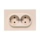 Механизм розетки двойной, 16А, с заземлением, без шторок, с рамкой, кремовый Эпика  UP1-SOI-210 EKF