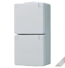 Штепсельная розетка SCHUKO для накладного монтажа двойная, с полем для надписи IP44  622NAW  Jung