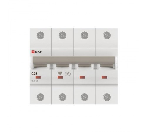 Выключатель автоматический ВА 47-125 4P 25А (C) 15кА PROXIMA   mcb47125-4-25C  EKF