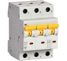 Выключатель автоматический трехполюсный ВА47-60МА без тепл. расцеп. 3P 13А 6кА D  MVA33-3-013-D  IEK
