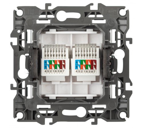 Розетка ЭРА Серия 12 12-3108-01М информационная двойная 2XRJ45, белый матовый   Б0065686  ЭРА