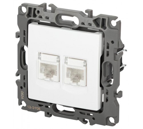 Розетка ЭРА Серия 12 12-3108-01М информационная двойная 2XRJ45, белый матовый   Б0065686  ЭРА