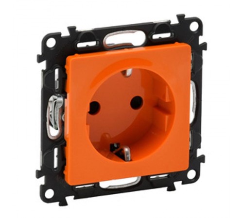 Valena LIFE Розетка сил. Оранжевый 2К+З 16А 250В с з/ш, безвин. заж. с лиц. пан.  753229  Legrand