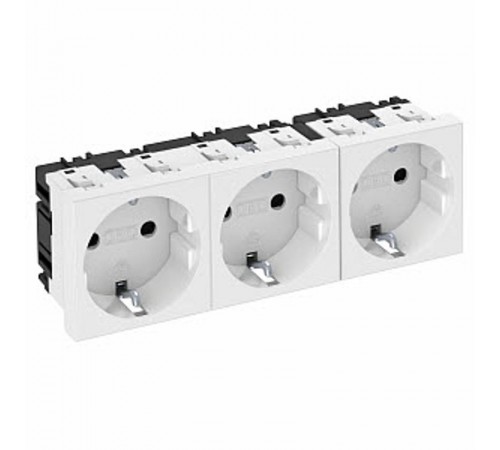 Розетка тройная 0° с з/к, 250 В, 16A (белый) (STD-D0 RW3)  6120042  OBO Bettermann