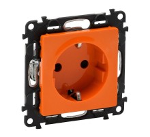 Valena LIFE Розетка сил. Оранжевый 2К+З 16А 250В с з/ш, безвин. заж. с лиц. пан.  753229  Legrand