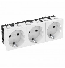 Розетка тройная 0° с з/к, 250 В, 16A (белый) (STD-D0 RW3)  6120042  OBO Bettermann