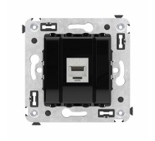 Компьютерная розетка RJ-45 без шторки в стену, кат.6А одинарная экранированная, "Avanti", "Черный квадрат"  4402773  DKC