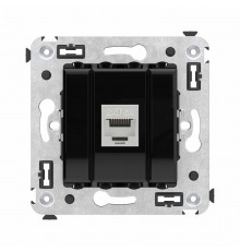 Компьютерная розетка RJ-45 без шторки в стену, кат.6А одинарная экранированная, "Avanti", "Черный квадрат"  4402773  DKC