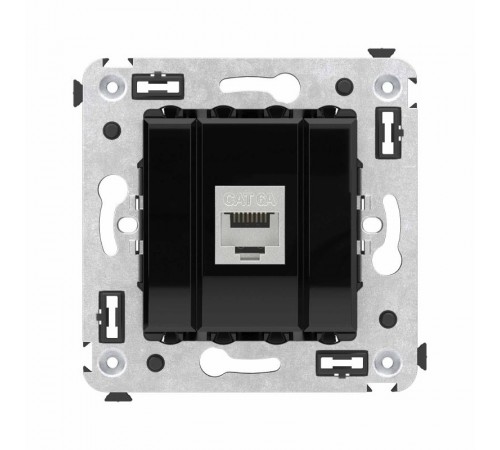 Компьютерная розетка RJ-45 без шторки в стену, кат.6А одинарная экранированная, "Avanti", "Черный квадрат"  4402773  DKC