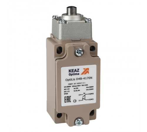 Выключатель концевой OptiLiS D4B-4170N толкатель металлический EN 50041 XCKJ161H29  365332  КЭАЗ