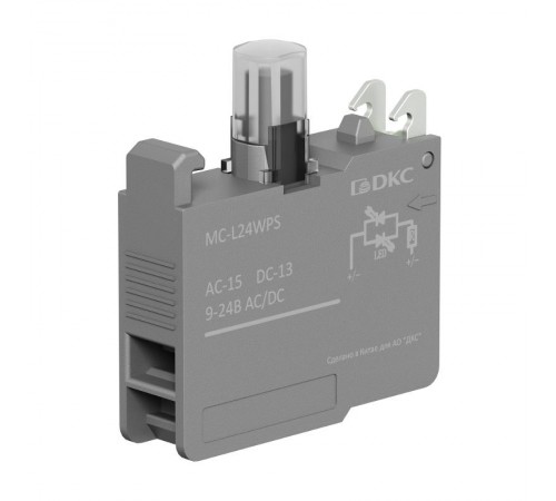 Контактный блок с клеммными зажимами под винт со светодиодом на  9-24В, белый  MC-L24WPS  DKC