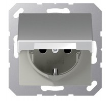 Розетка SCHUKO® с крышкой; термопласт; алюминий EP421KLAL Jung