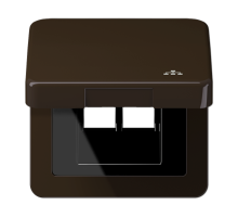 Накладка и крышка для двойных UAE розеток с символом "сеть"; термопласт коричневый  CD590KLLANBR  Jung