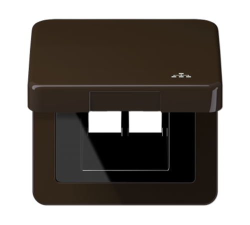 Накладка и крышка для двойных UAE розеток с символом "сеть"; термопласт коричневый  CD590KLLANBR  Jung