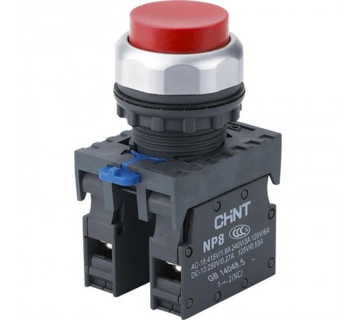Кнопка выступающая NP8-11GN/4 без подсветки, красная 1НО+1НЗ IP65 (R)  667110  CHINT