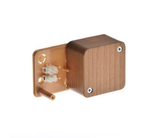 Коробка распределительная для о/п, 55х55х32мм (2 клемника,дуб на темной основе)  65002-08М  Рувинил
