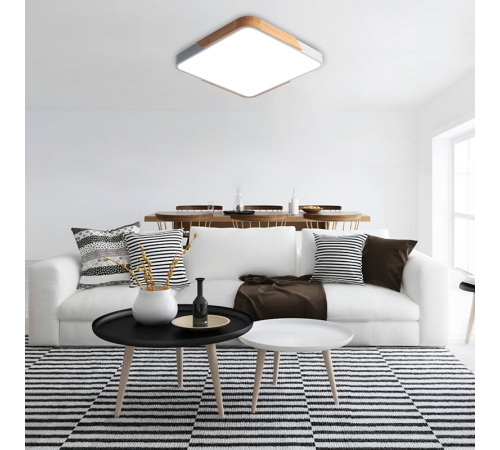 Светильник светодиодный бытовой PPB Sсandic-S 36w 4000K WH/W с деревянной планкой IP20 330*330*50  .5037311  JAZZWAY