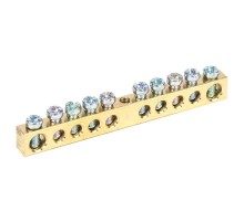Шина PEN "земля-ноль" 6х9 мм 10/1 (10 групп/крепеж по центру)  11-2359  REXANT