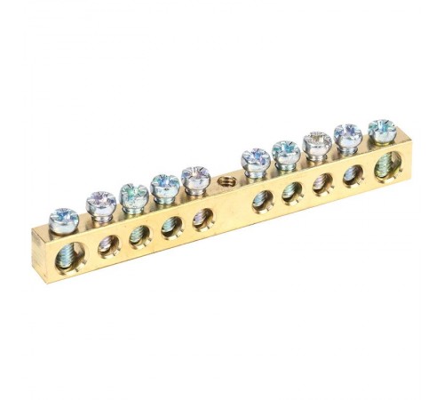 Шина PEN "земля-ноль" 6х9 мм 10/1 (10 групп/крепеж по центру)  11-2359  REXANT