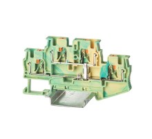 Клемма заземления двухуровневая, зажим push-in, 4 точки подключения, 4 кв.мм  VPRTT-4-PE-YG  DKC