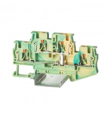 Клемма заземления двухуровневая, зажим push-in, 4 точки подключения, 4 кв.мм  VPRTT-4-PE-YG  DKC