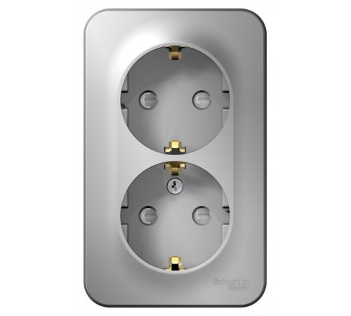 Blanca Алюминий О/У Розетка 2-ая с заземлением со шторками, 16А, 250В  BLNRA011203  SE