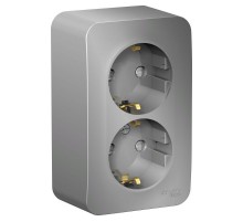 Blanca Алюминий О/У Розетка 2-ая с заземлением со шторками, 16А, 250В  BLNRA011203  SE