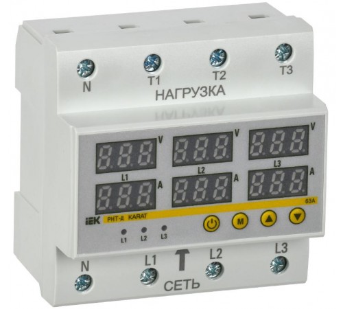 Реле напряжения и тока РНТ-д трехфазное 90мм 63А  IVC41-3-63  IEK