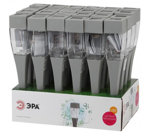 Cветильник садовый декоративный SL-SS38-GLOW-2 на солнечной батарее, сталь, пластик, серый, 38 см  Б0032578  ЭРА